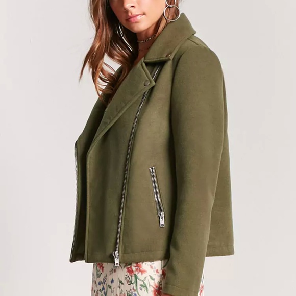 Forever 21 army green Moto Jacket - Picture 2 of 4